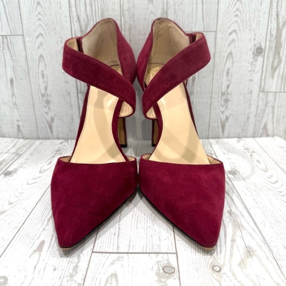 Vince Camuto Size 10 Deep Red Carlotte D’Orsay Suede Pumps/Heels